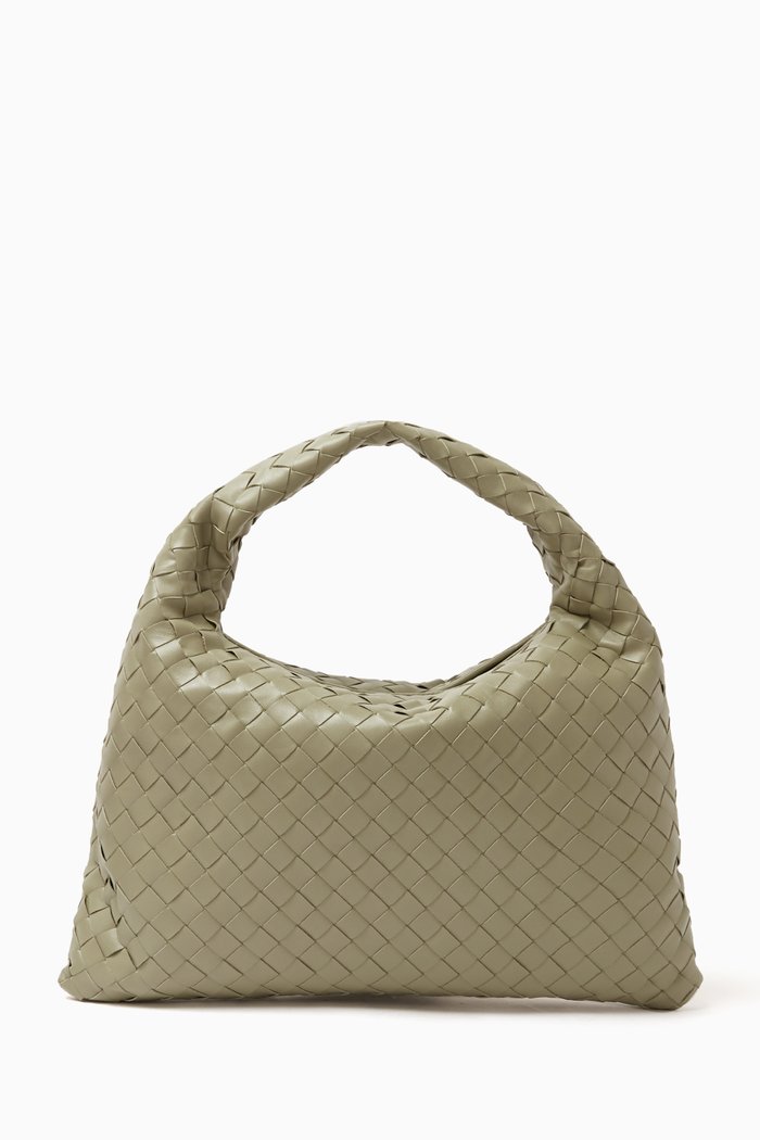 

Small Hop Shoulder Bag in Intrecciato Leather, Green