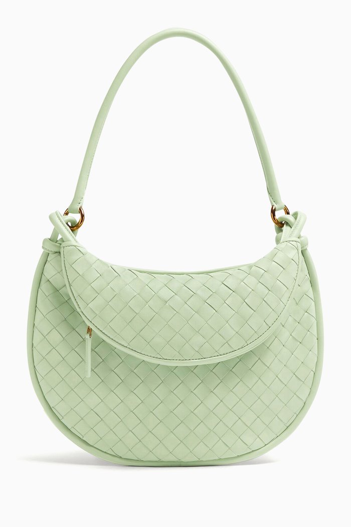 

Medium Gemelli Shoulder Bag in Intrecciato Leather, Green