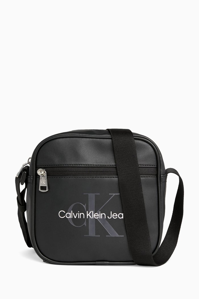 

Logo Crossbody Bag in Faux Leather, Black