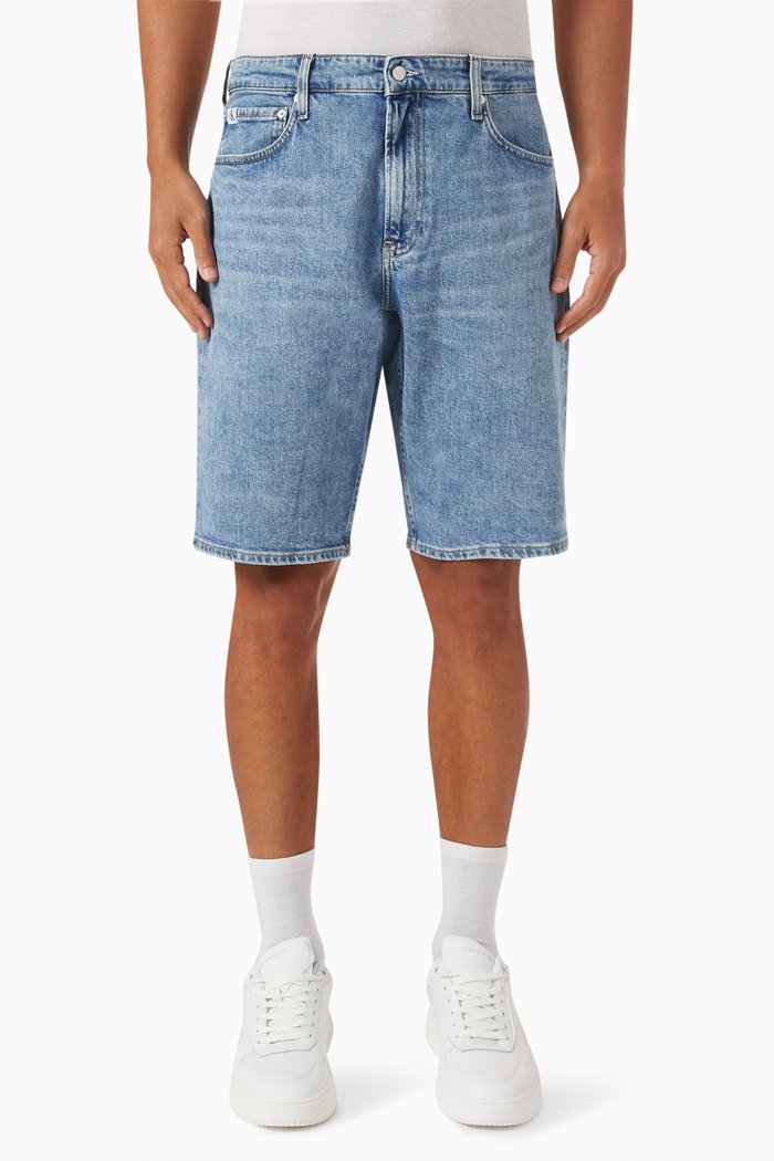 

Regular Shorts in Cotton-denim, Blue