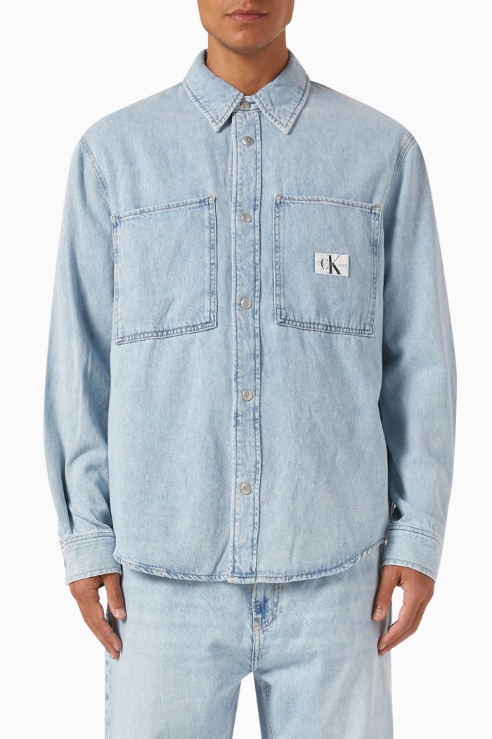 

Logo Shirt in Cotton-denim, Blue