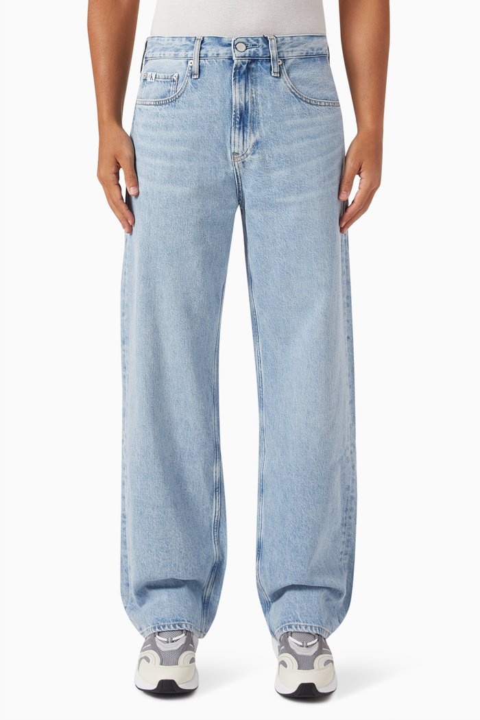 

Loose Straight Jeans in Cotton-denim, Blue