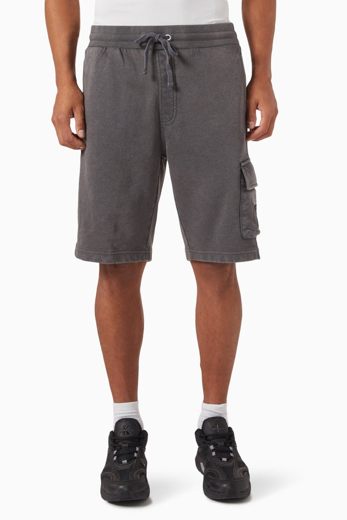 

Washed Badge Shorts in Cotton, Black