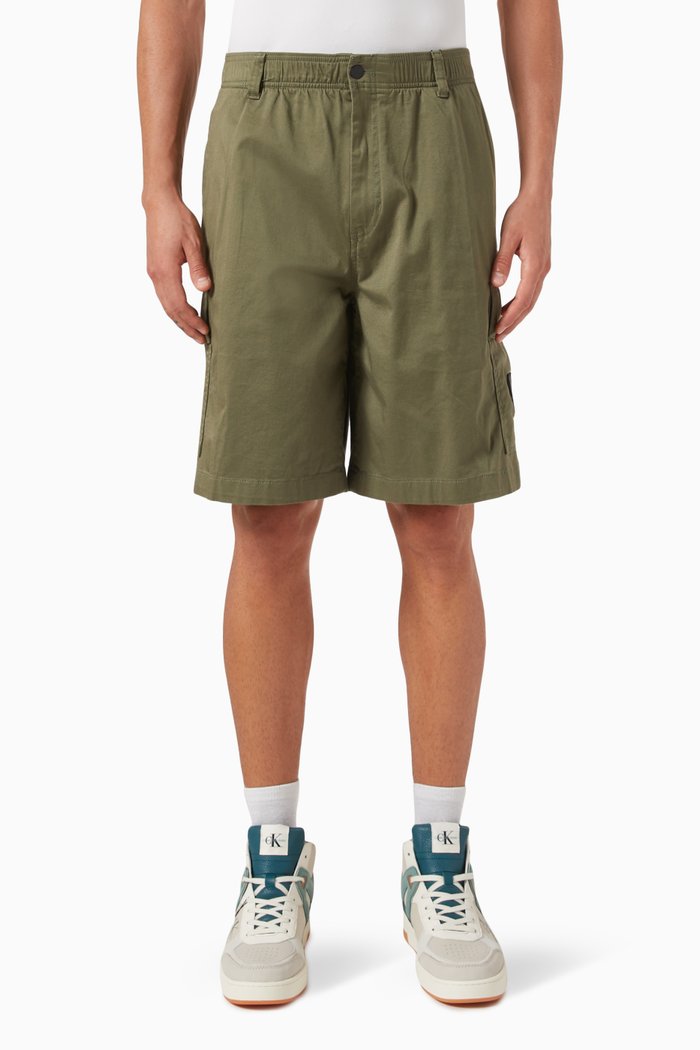 Cargo Shorts in Cotton-blend, Green
