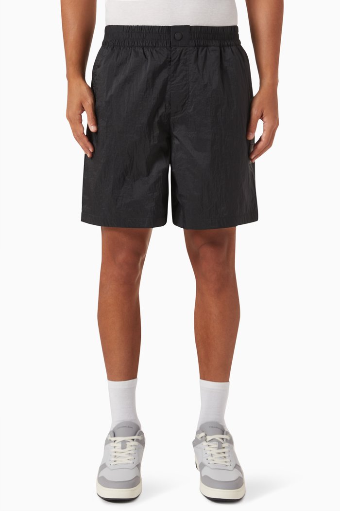 

Relaxed Shorts in Crinkle-nylon, Black