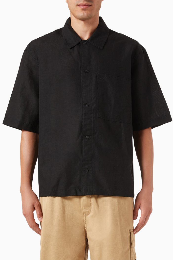 

Relaxed Shirt in Linen, Black