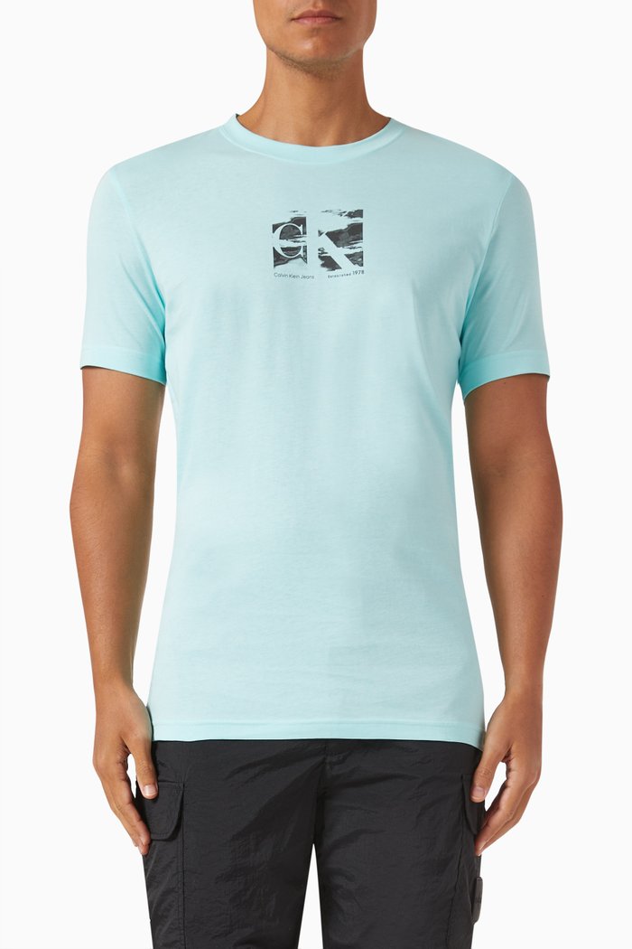 Small Box Logo T-shirt in Cotton, Blue