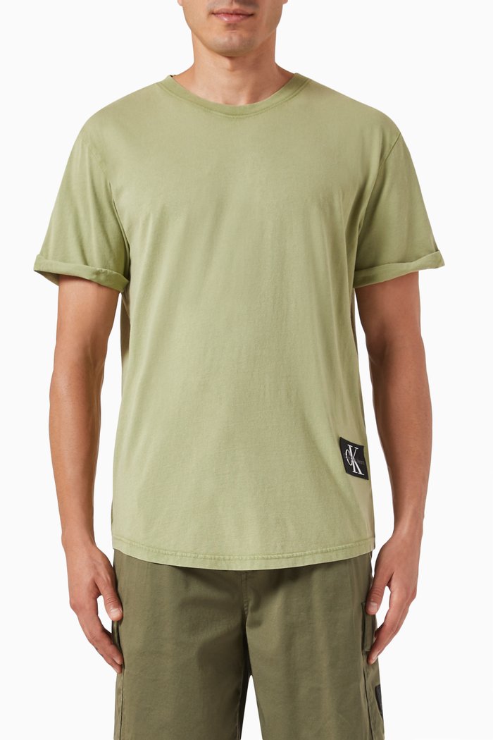

Washed Monologo Badge T-shirt in Cotton-jersey, Green