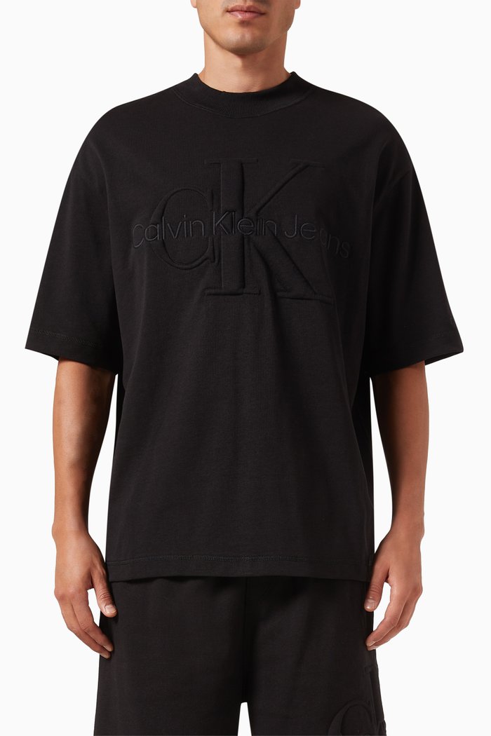

Oversized Monogram T-shirt in Cotton-viscose, Black