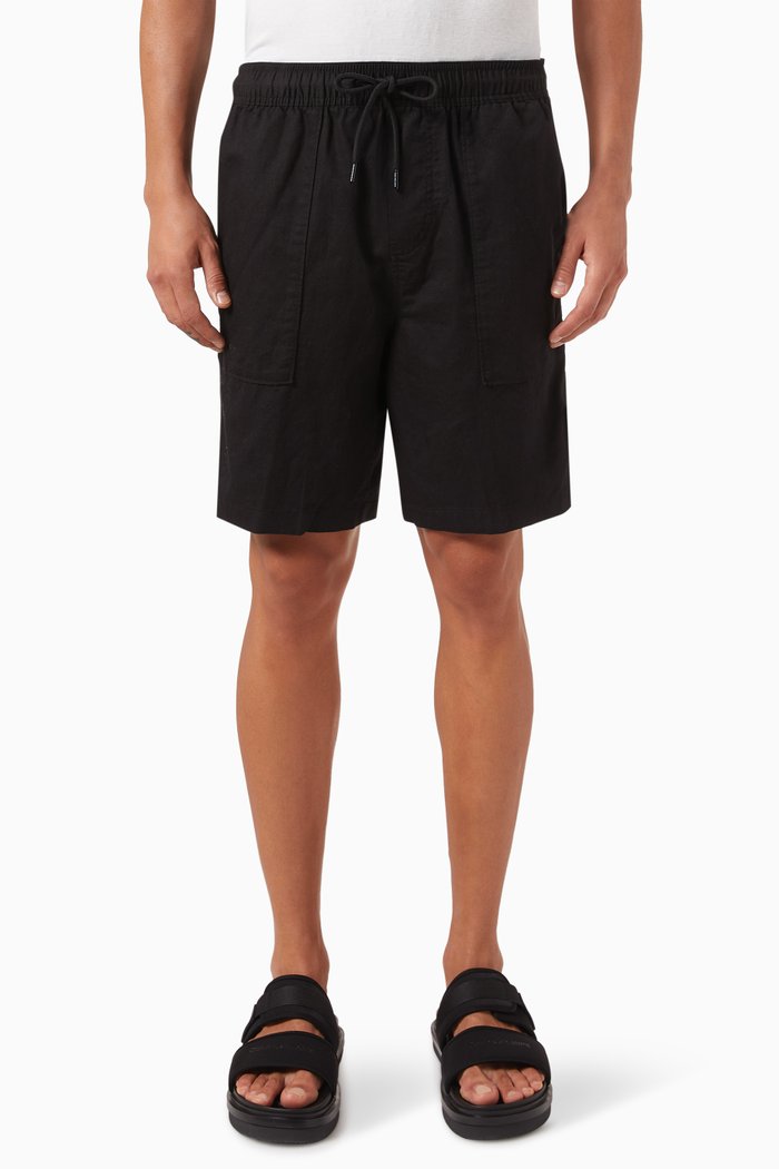 

Logo Shorts in Cotton-linen, Black