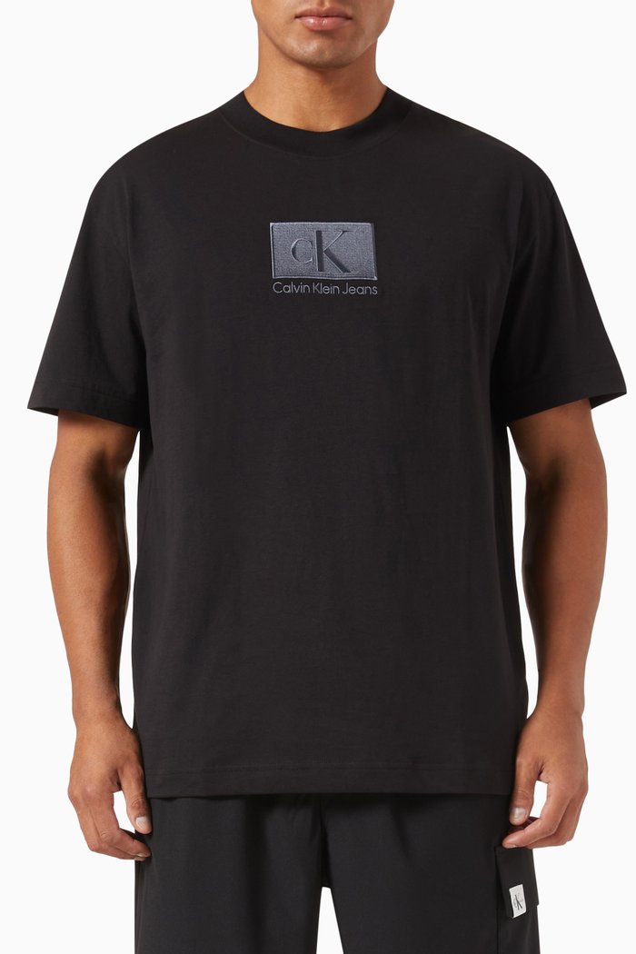 

Embroidered Patch T-shirt in Cotton-jersey, Black