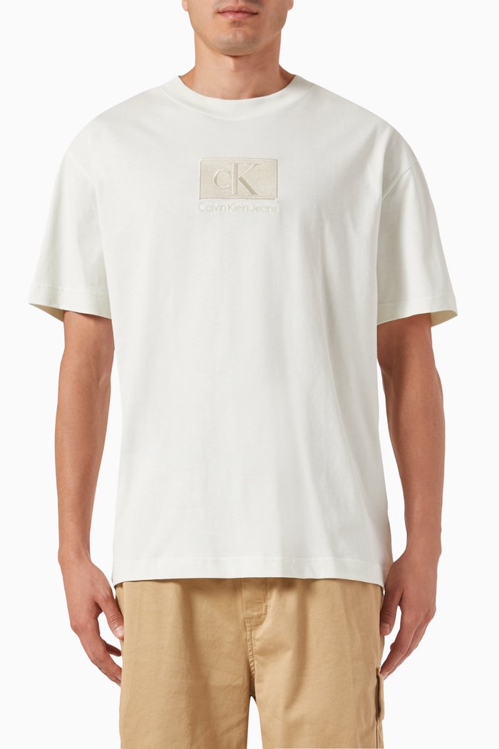 

Embroidered Patch T-shirt in Cotton-jersey, White