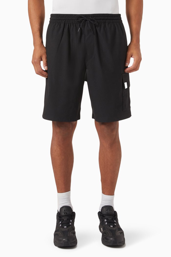Relaxed Technical Knit Shorts, Black