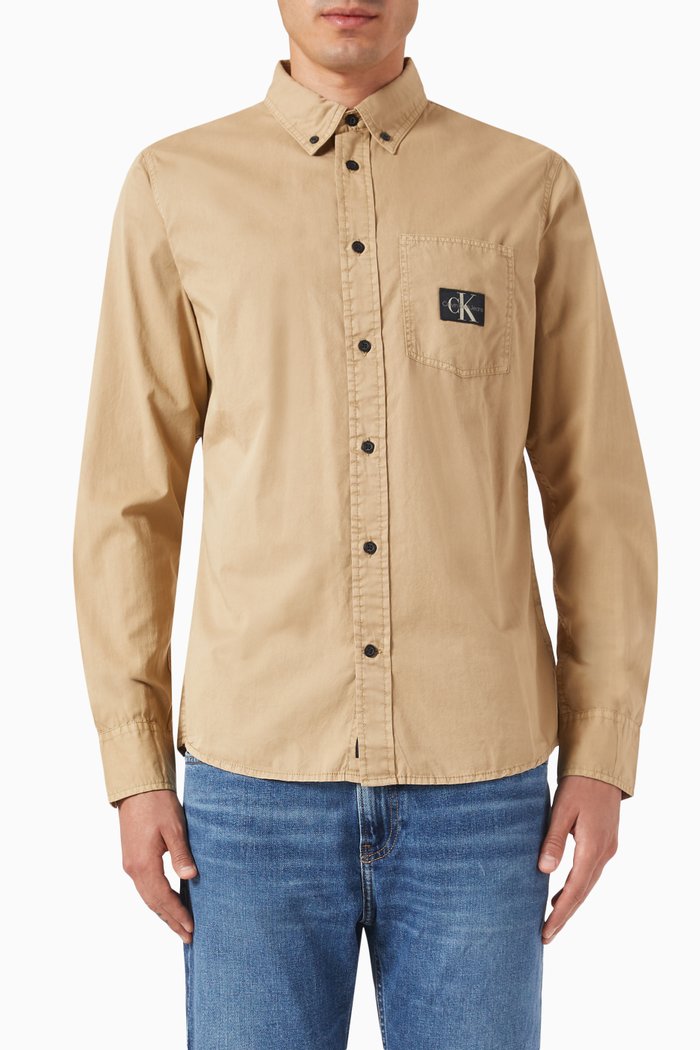 Logo Shirt in Cotton, Neutral