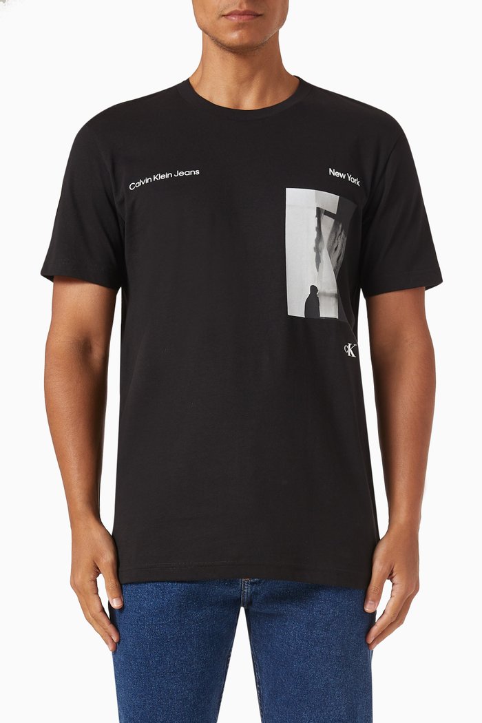 Graphic-print T-shirt in Cotton, Black