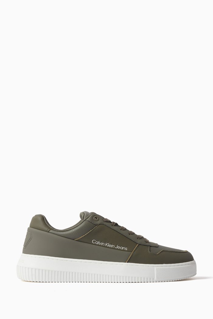 

Chunky Cupsole Sneakers in Faux-leather, Green