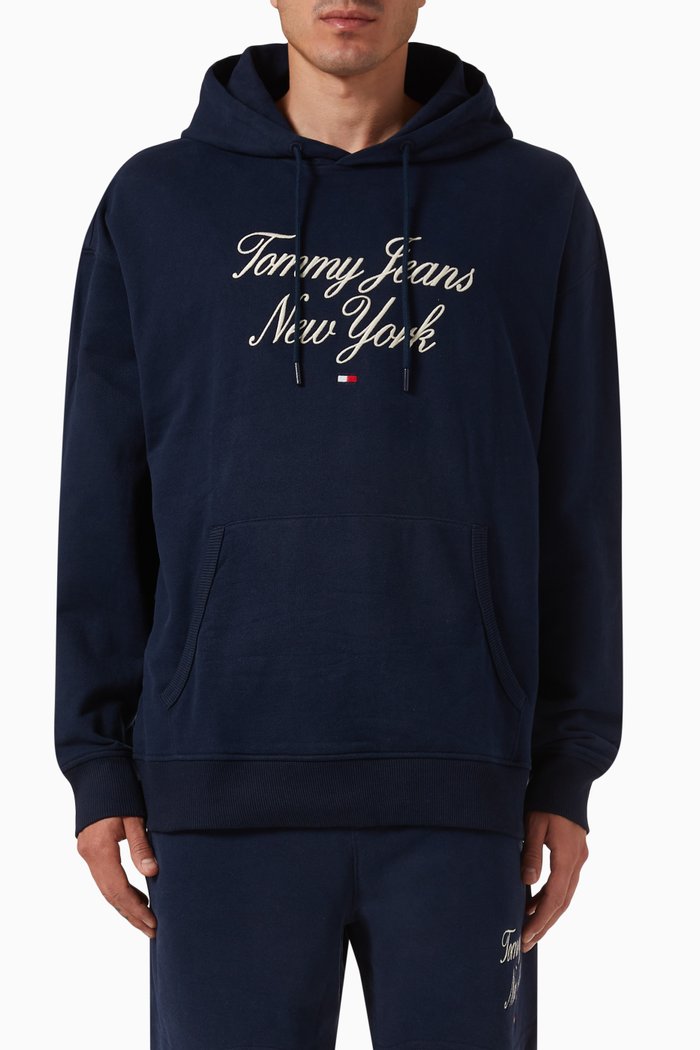 

Prep Script Logo Embroidery Hoodie in Cotton, Blue