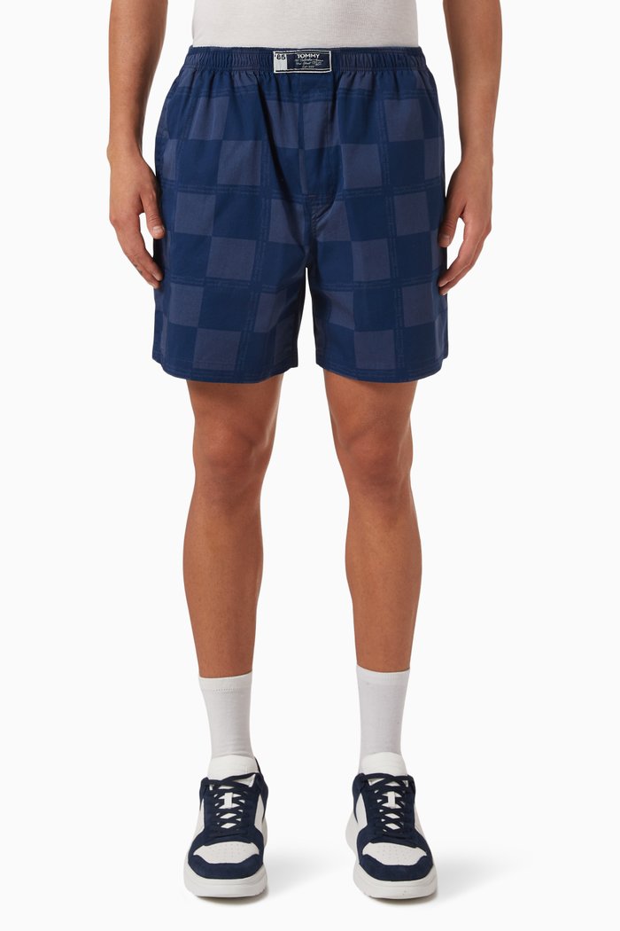 

Checkerboard Shorts in Cotton, Blue