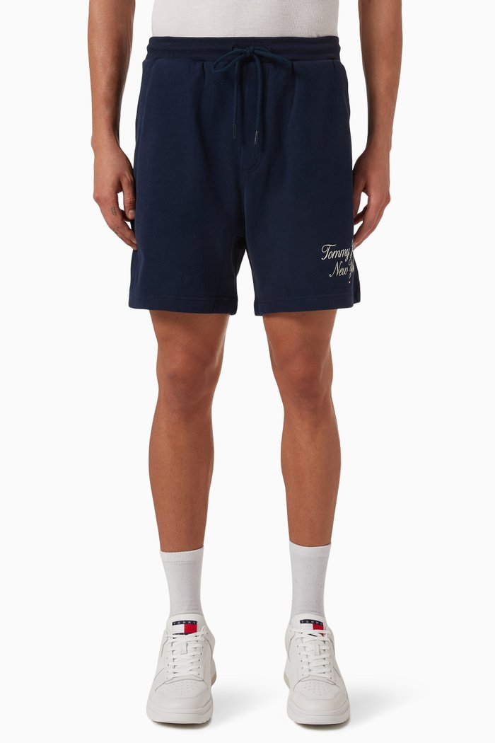 

Prep Script Logo Beach Shorts in Cotton, Blue