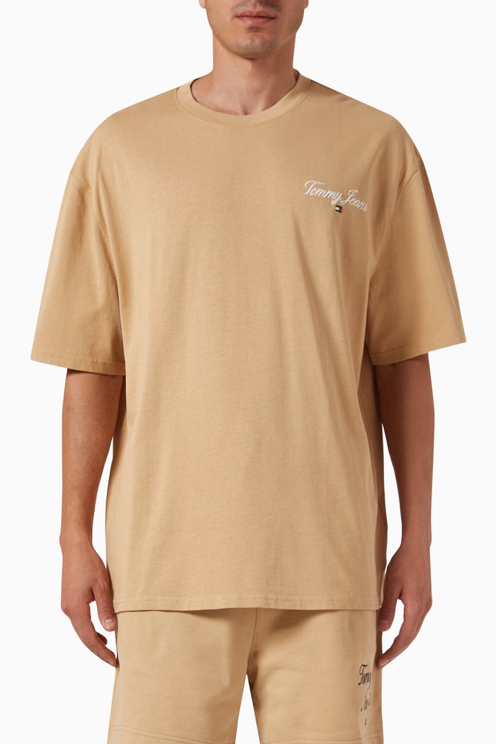 

Oversized Serif Linear T-shirt in Cotton, Neutral