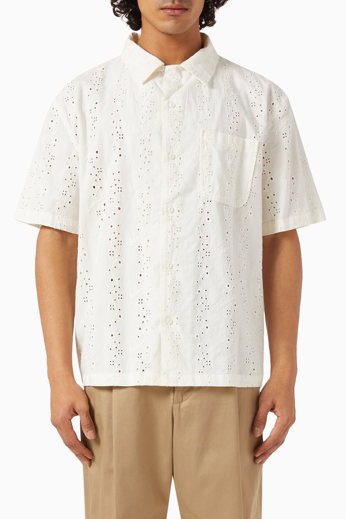Broderie Shirt in Cotton, Neutral
