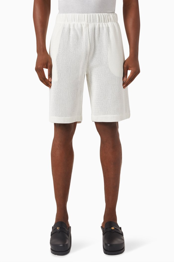 

Elaticated Shorts in Waffle Knit, White