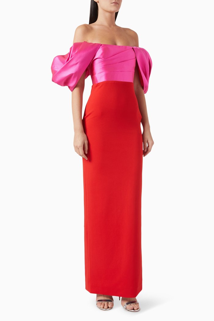 

Sian Maxi Dress in Satin & Crepe, Red