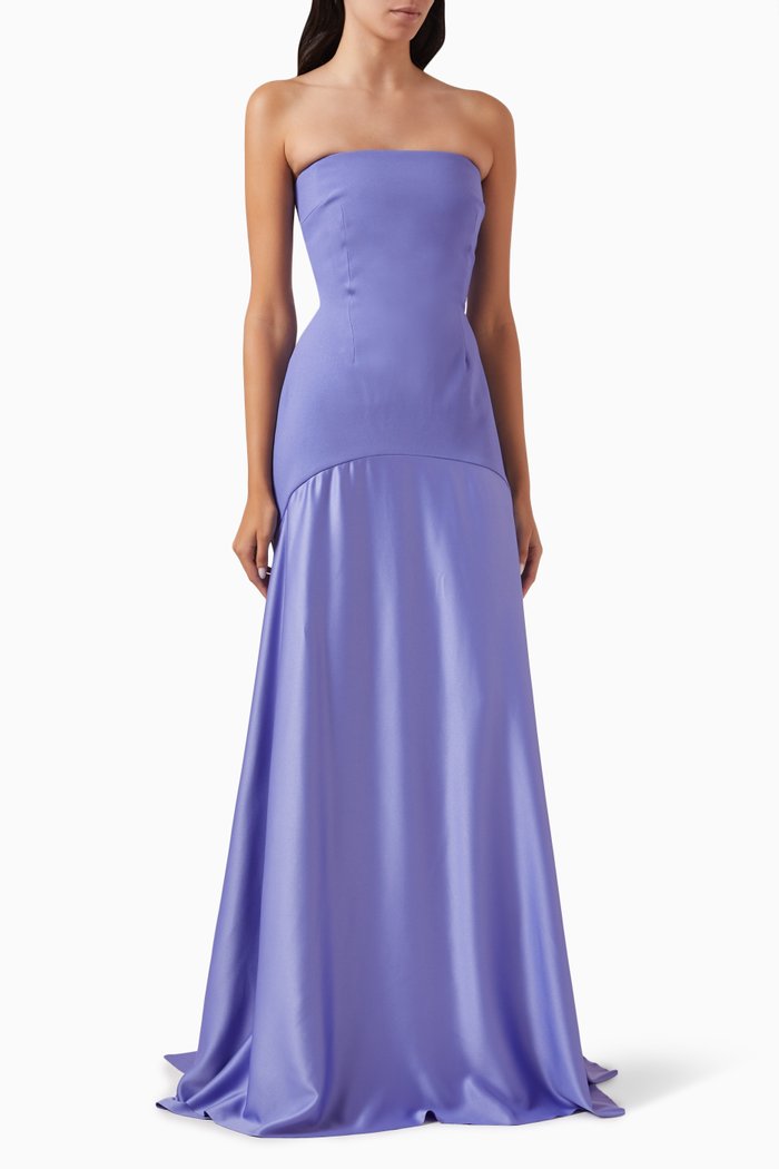 

Alessandra Maxi Dress in Crepe & Satin, Blue