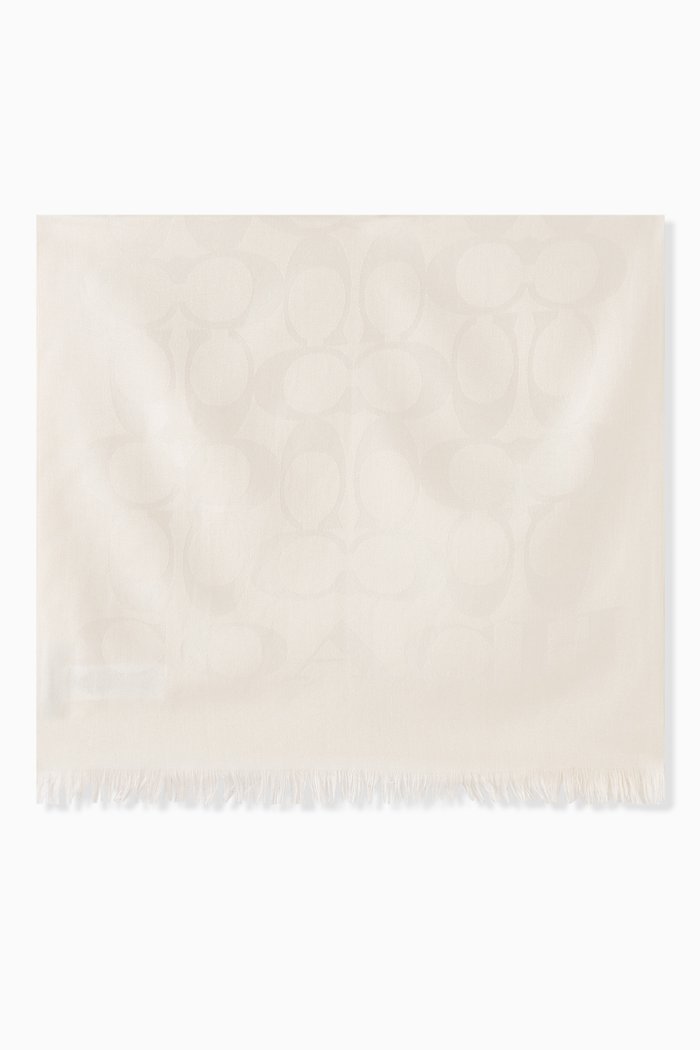 

Signature Logo-jacquard Scarf in Silk & Cotton, Neutral