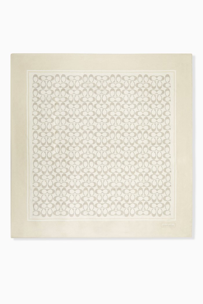 

Logo-print Square Scarf in Silk, Neutral