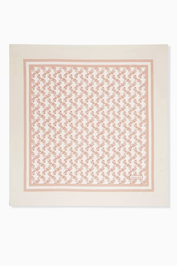 

Horse & Carriage-print Square Scarf in Silk, White