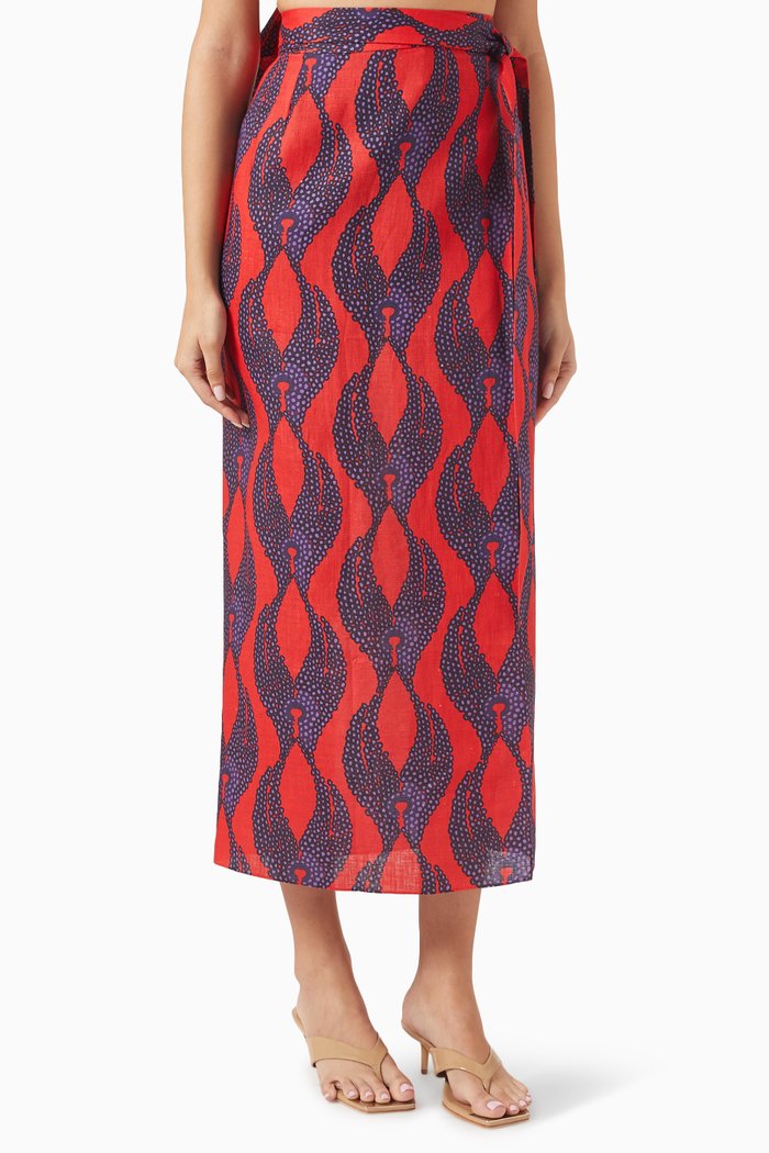 

Ravello Wrap Skirt in Linen, Multicolour
