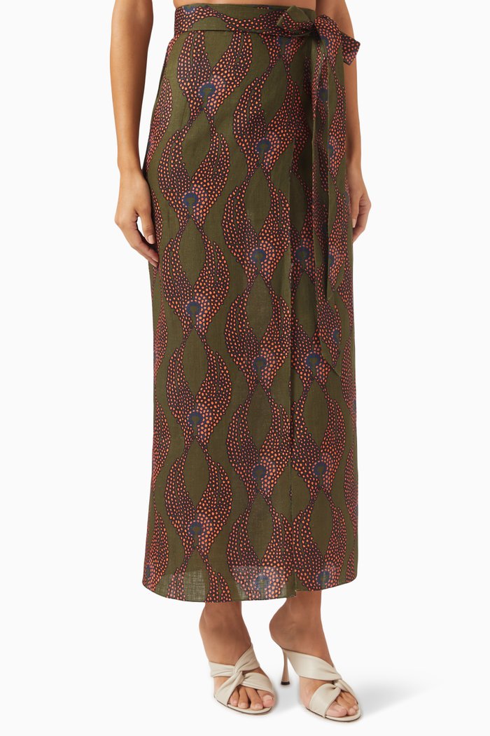 

Ravello Wrap Skirt in Linen, Green