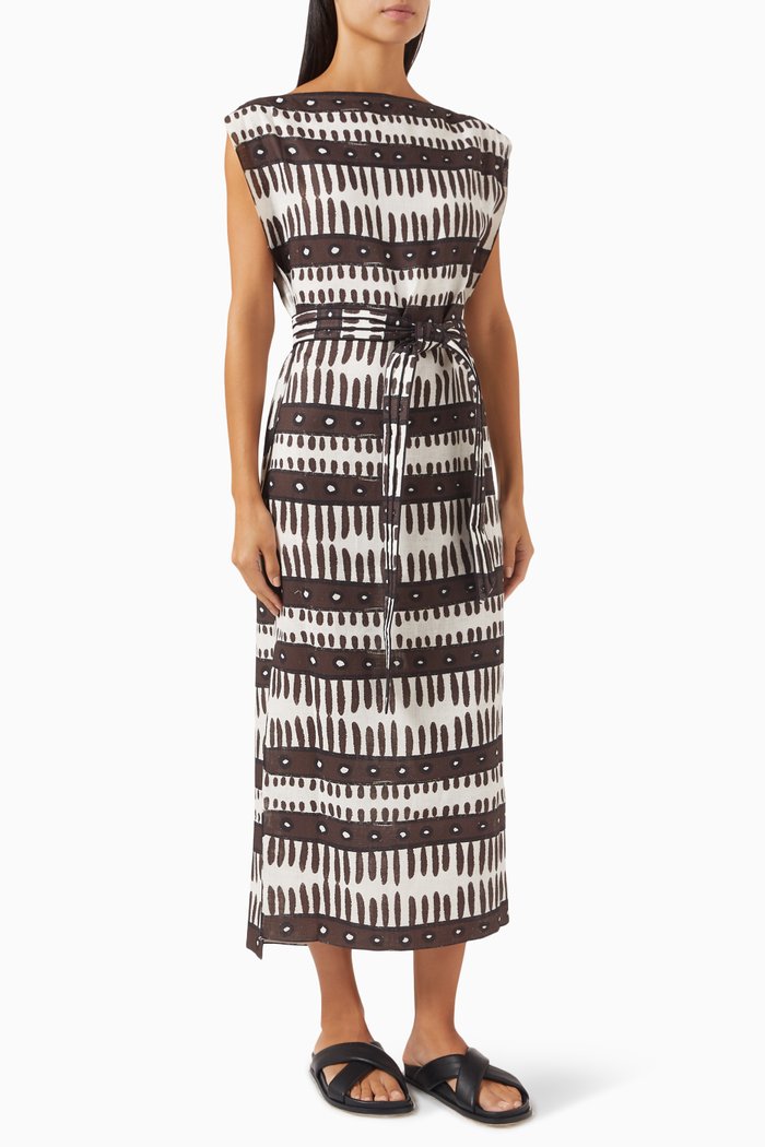 

Kenya Sleeveless Maxi Dress in Linen, Brown