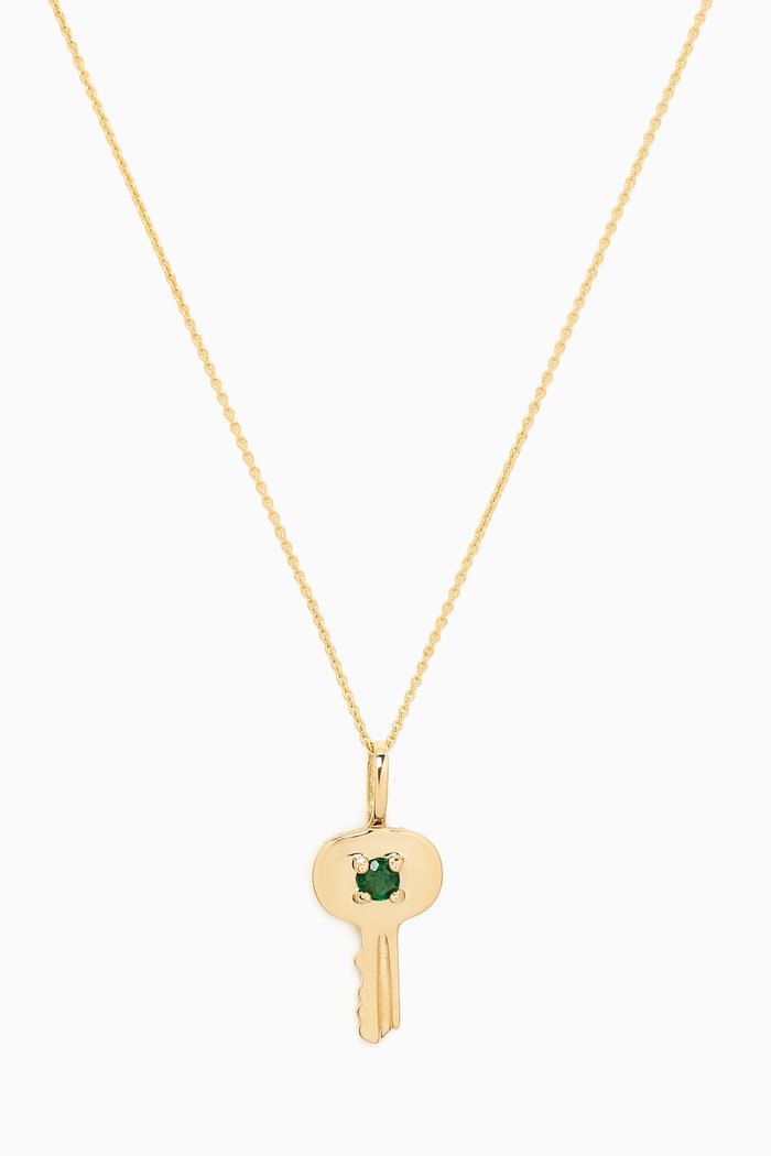 

Home Sweet Home Emerald Necklace in 10kt Yellow Gold, Green