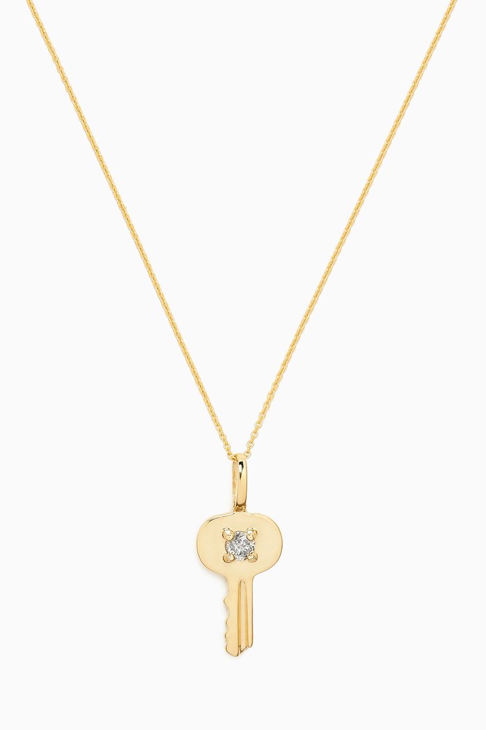 Home Sweet Home White Diamond Necklace in 10kt Yellow Gold