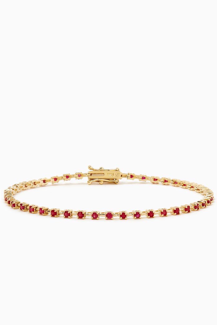 

Ruby Ace Tennis Bracelet in 14kt Yellow Gold