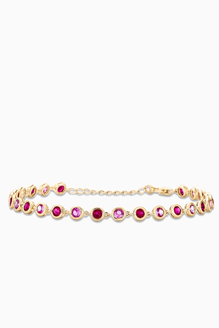 Pink Power Bubble Bracelet in 10kt Yellow Gold