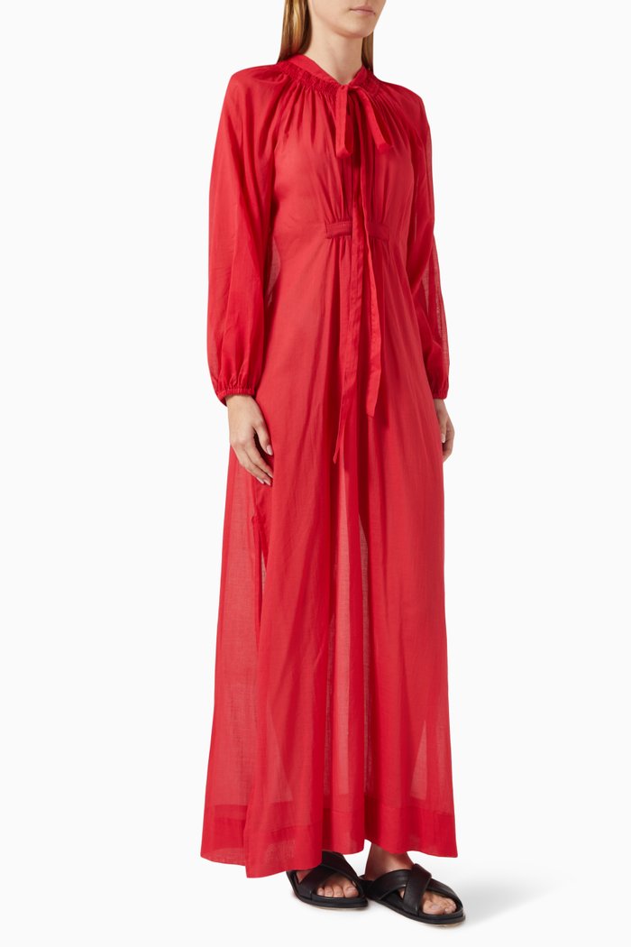 

Lia Maxi Kaftan in Cotton-voile, Red