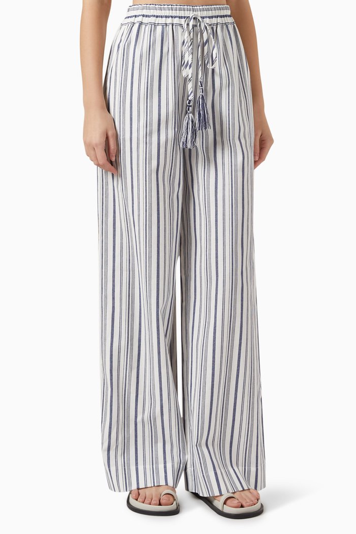 

Faros Striped Pants in Linen, Blue
