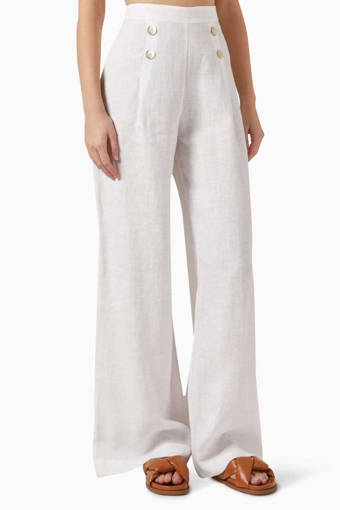 

Sailors High-waisted Pants in Linen, White