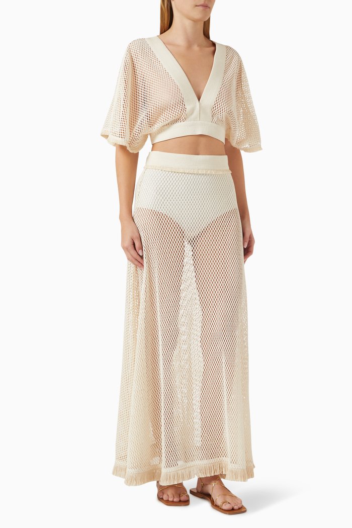 

Petra Fishnet Co-ord Set in Cotton, Neutral