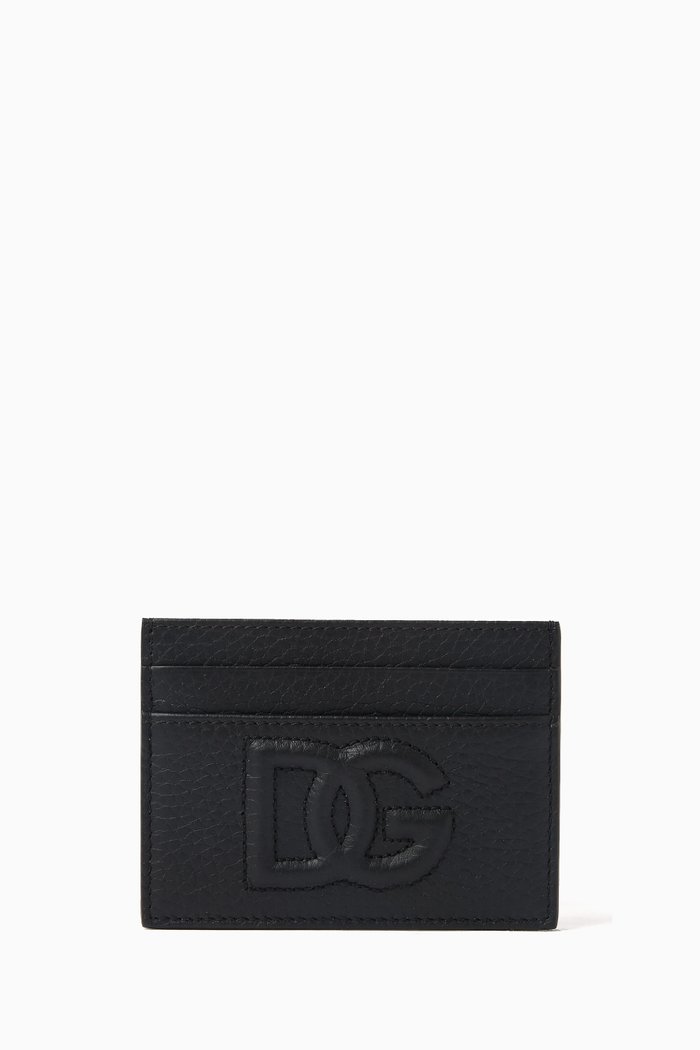 Logo-embossed Card Holder in Leather, Black