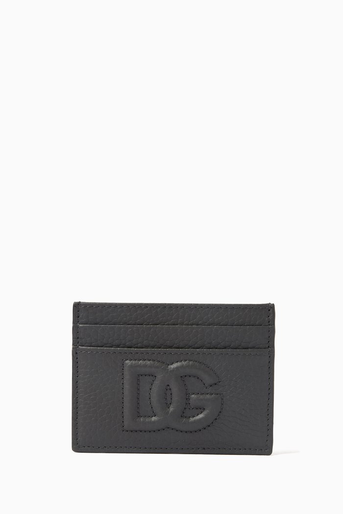 

Logo-embossed Card Holder in Leather, Grey
