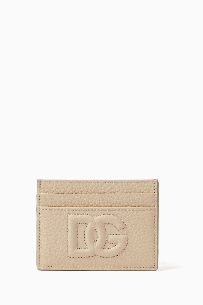 

Logo-embossed Card Holder in Leather, Neutral