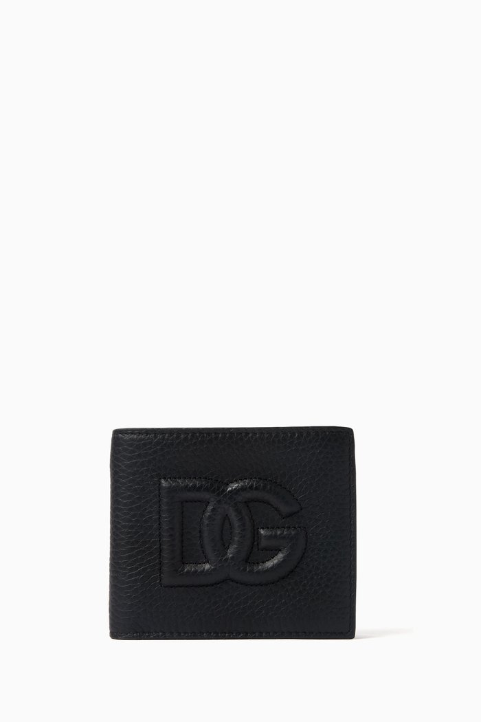 Logo-embossed Billfold Wallet in Leather, Black