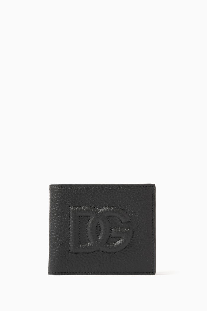 Logo-embossed Billfold Wallet in Leather, Grey