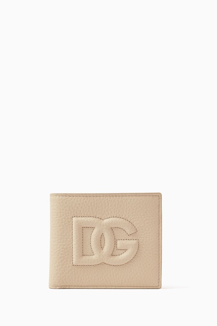 

Logo-embossed Billfold Wallet in Leather, Neutral