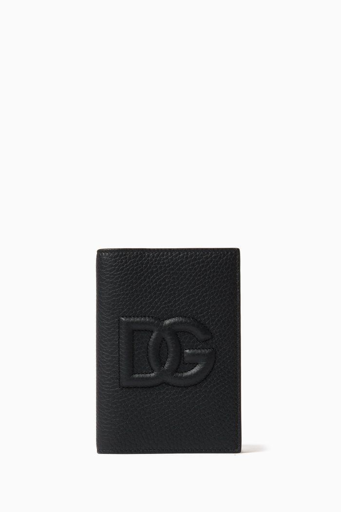 

Logo-embossed Passport Holder in Leather, Black