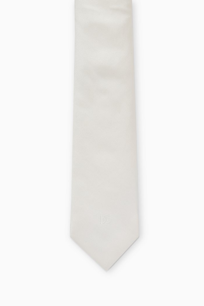 

Sicilia Logo-embroidered Tie in Silk, Neutral